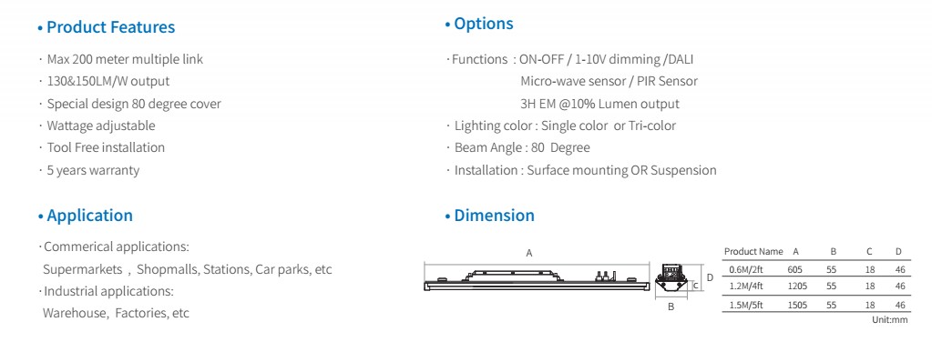 LED Linear Light Rail trunking system 150cm 64W